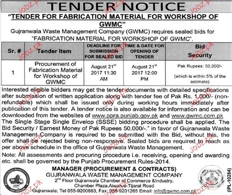 tender for fabrication work